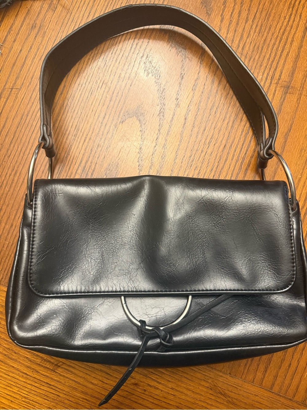 Urban Outfitters Black Shoulder Bag with Silver Ring